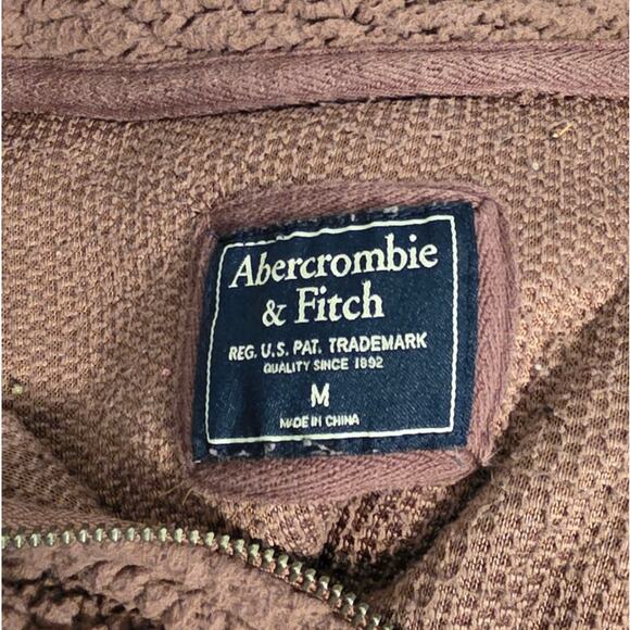 Abercrombie & Fitch Sherpa Fleece Mode  quarter-zip pullover mauve Womens Medium - Picture 3 of 8